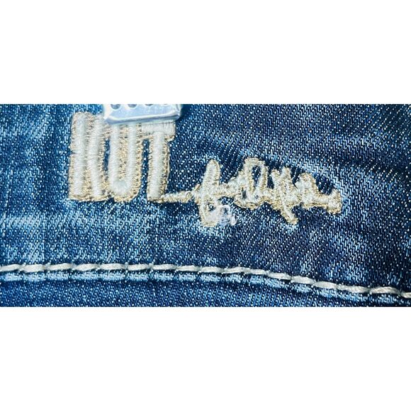 KUT from the Cloth So Low Rise Distressed Denim Jeans 10 Wide Leg - Picture 6 of 12